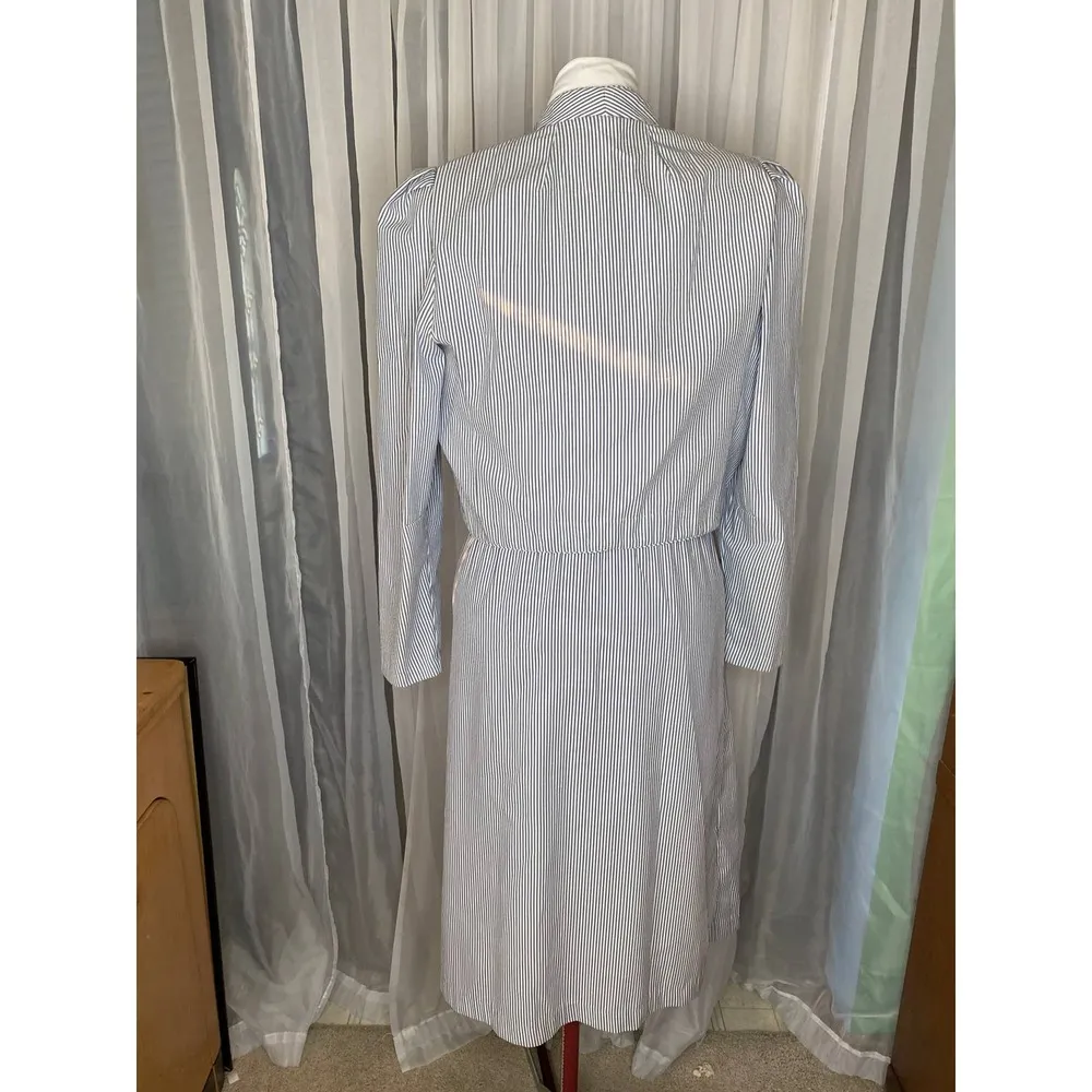 Dress kitten bow striped shirtwaist cropped jacket blue white Size 14 - Image 7