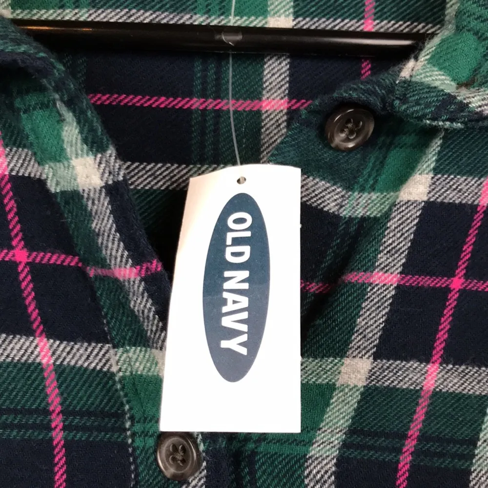 NWT Old Navy Women’s Plaid Flannel Hi-Low Button-Up Long Sleeve Shirt - Image 7