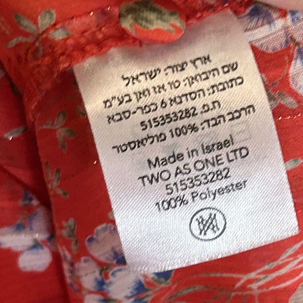 sabina musayev skirt set Womens Large Red Floral Chiffon Ruffle Blouse Matching - Image 10