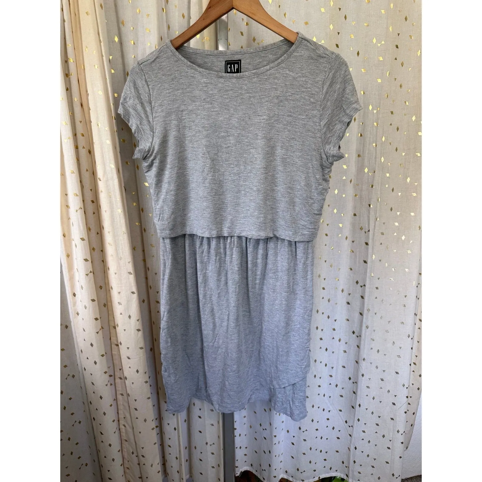 Gap Maternity Women's Heather Gray Short Sleeve Overlay Nursing Dress M - Image 2