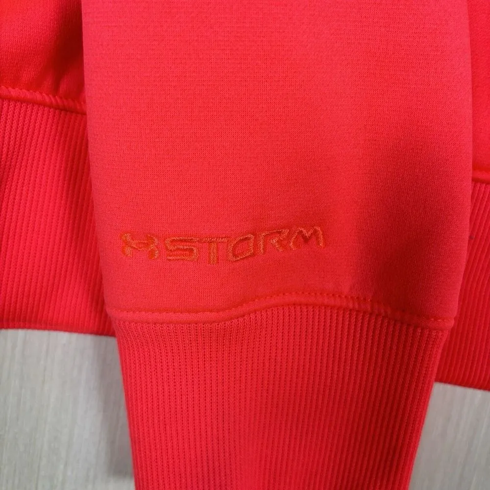 Under Armour Womens Hoodie Storm Sz L Neon Pink Logo Sweatshirt Pocket - Image 5