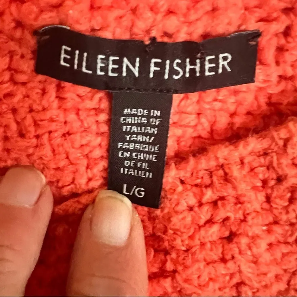 Eileen Fisher Large Cherry Red Lowry Italian Yarn Sweater Organic Cotton Knit - Image 7