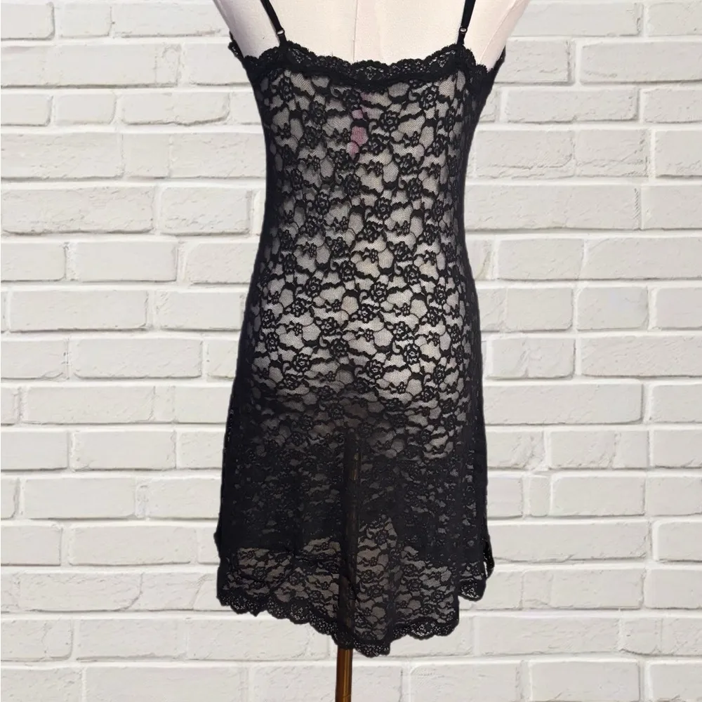 Victoria’s Secret Black Lace Y2K Slip Dress Whimsygoth Edgy Feminine M - Image 2
