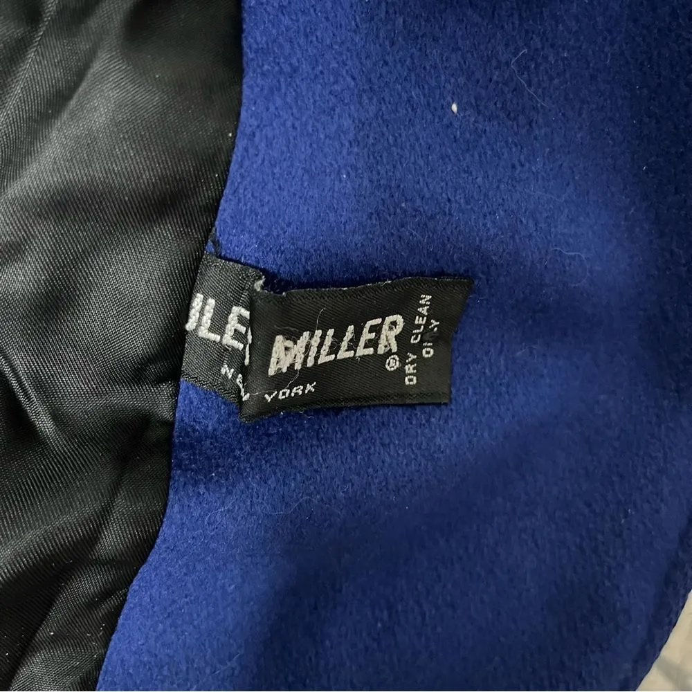 JULES MILLER Black Coat Blue Collar Lapel Fully Lined Midi Length VINTAGE - Image 9