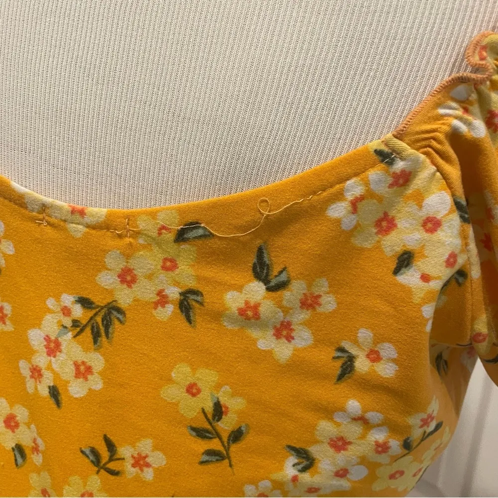 Derek Heart Orange Dress With Yellow Tone Flowers And Bow Size Large - Image 6
