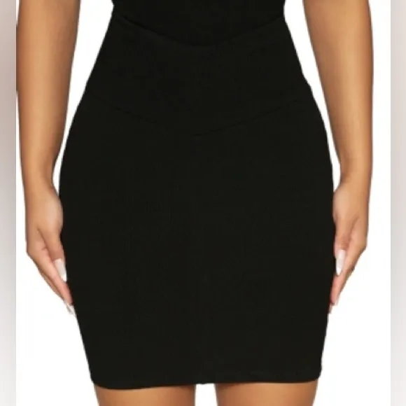 Naked Wardrobe Skirts | Naked Wardrobe V Waist Mini Skirt In Black Nwt | Color: Black | Size: M | Calibriz's Closet