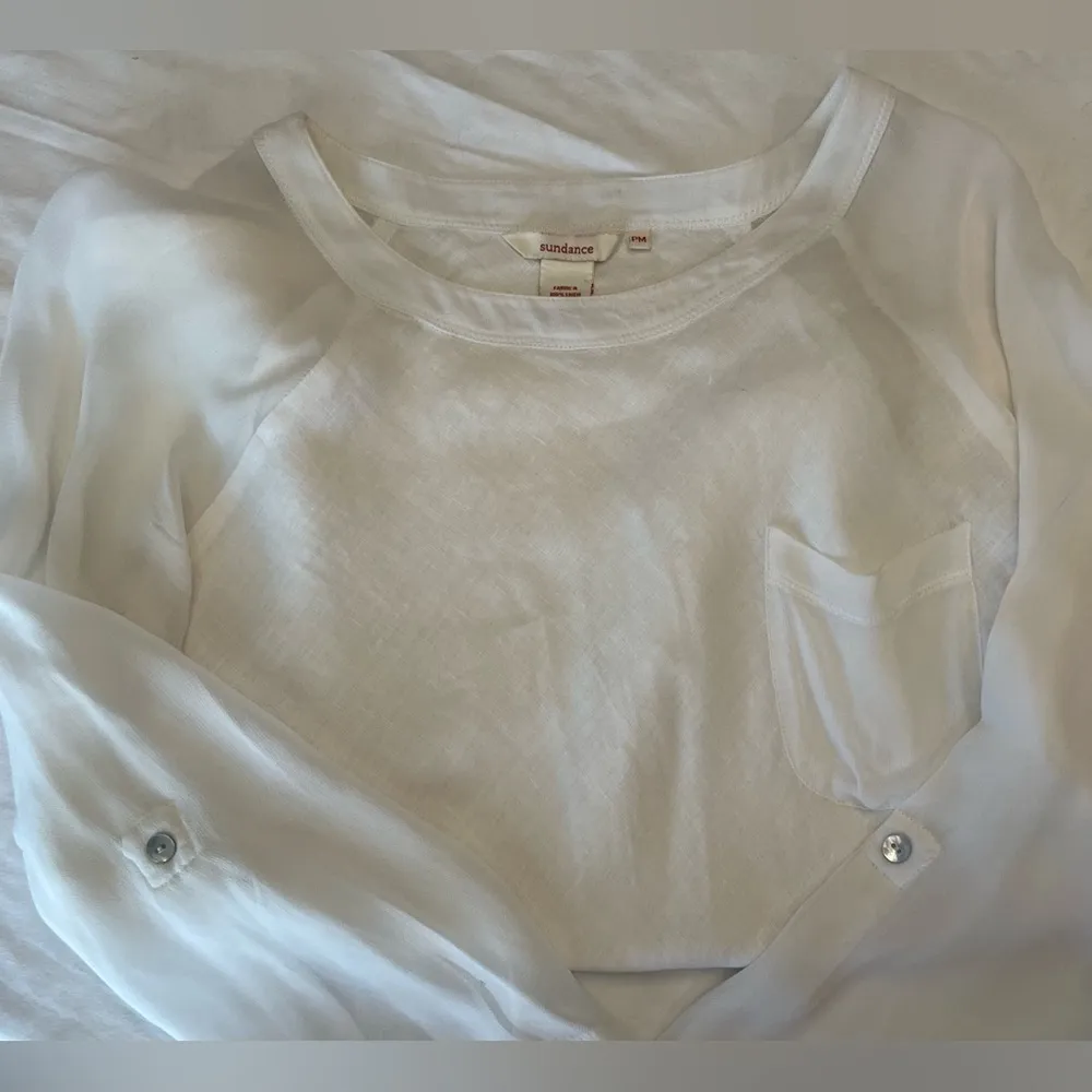 Sundance White Linen Boho Beachy Coastal Cottagecore Lagenlook Long Sleeve Top Size undefined - Image 9