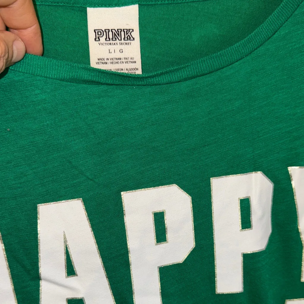 PINK Victoria's Secret Festive Green Tee - Image 5