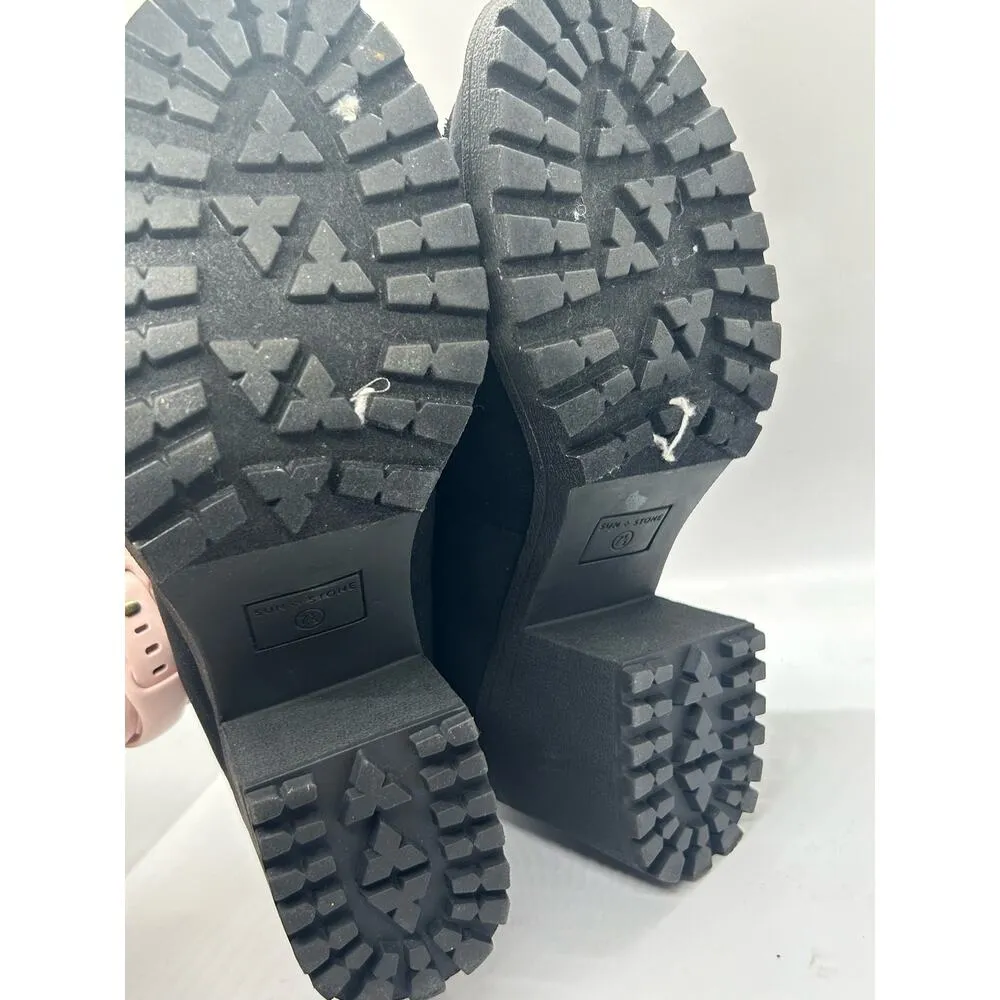 Sun + Stone Loafer Lug Chunky Heel SS Maycree Women Size 7.5 Witchy Academia Black - Image 6