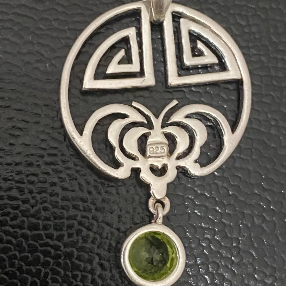 Vintage Sterling Silver 925 Peridot Citrine Geometric Celtic Dangle Pendant 7.9g - Image 8
