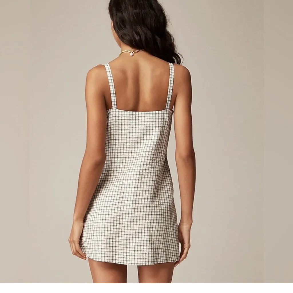 J Crew Claudia dress in plaid linen size L - Image 4