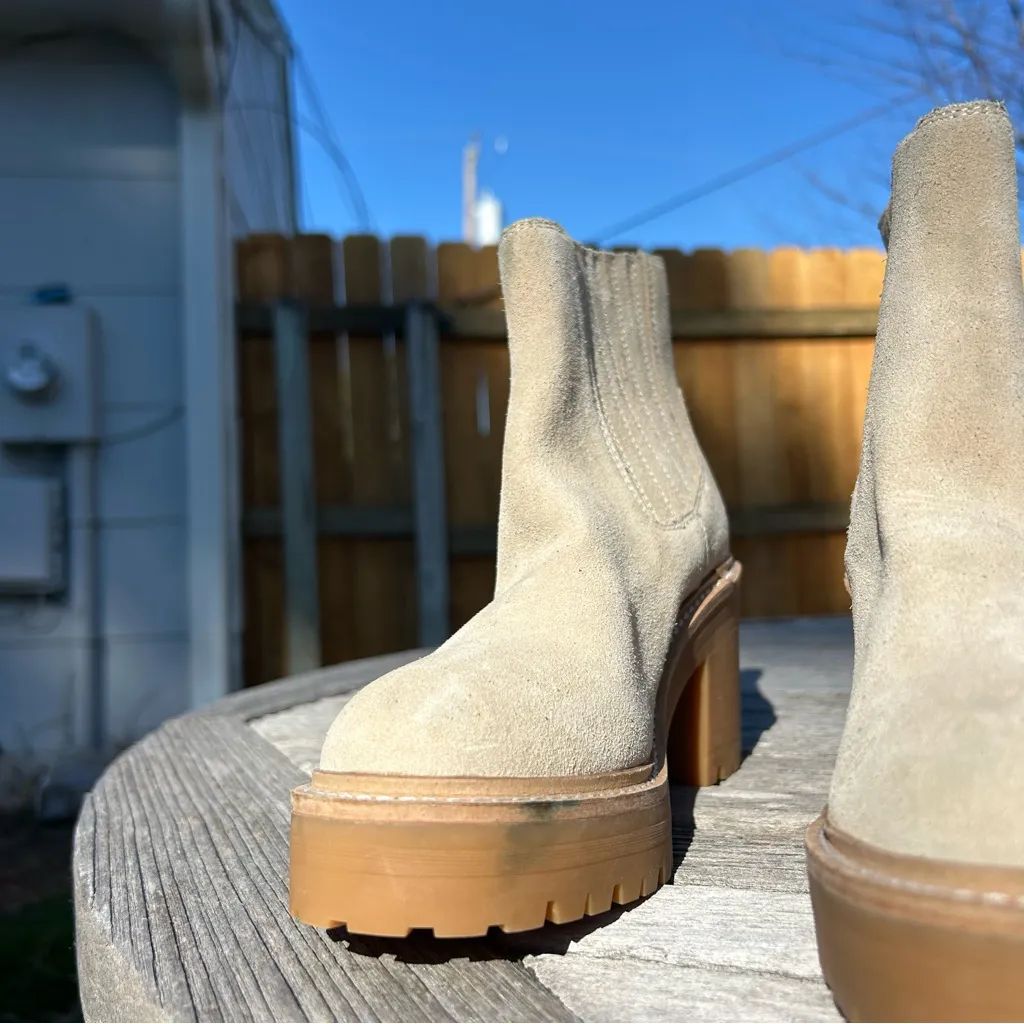 Jeffrey Campbell‎ Tuckee Lug Sole Ankle Boot in Natural Sand Suede Size 5 - Image 4
