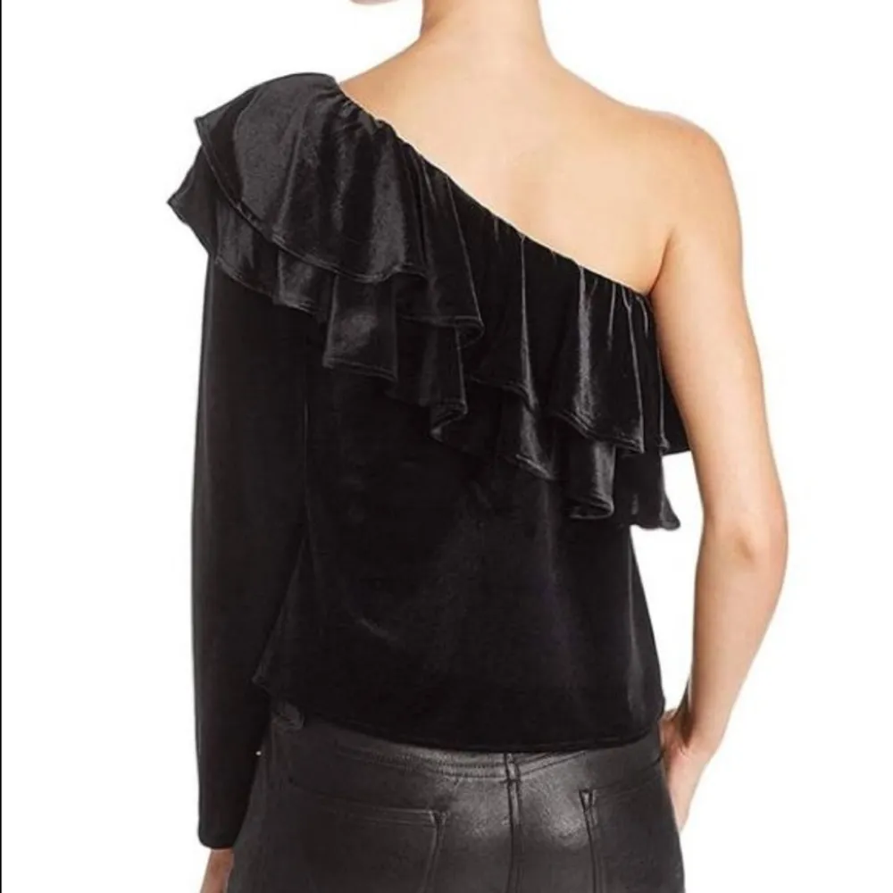 Misa Los Angeles Mielle black off shoulder velvet ruffle top size XS - Image 2