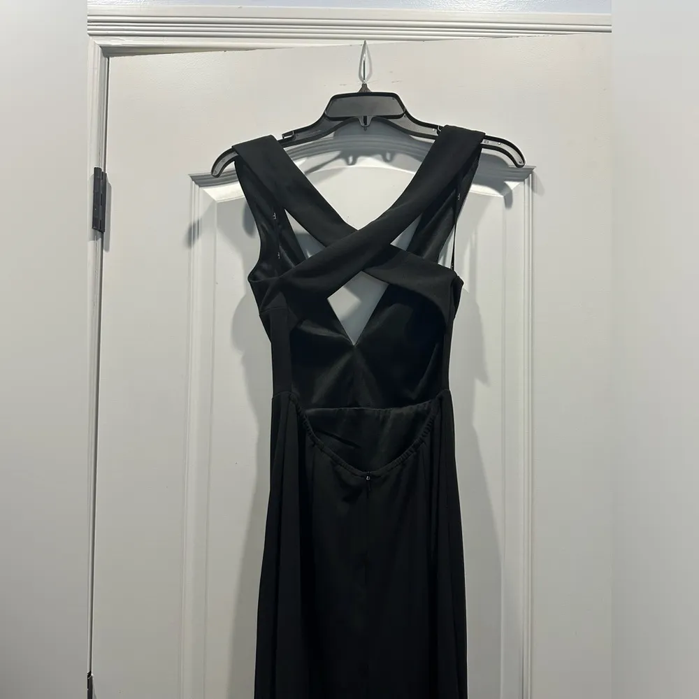 Lulus Black Evening Dress Small Mermaid Gown Cross Cross Back Stunning NWOT - Image 2