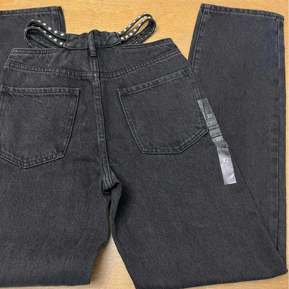 NWT Kendall & Kylie Eco Black Strappy Stud Dad Jeans - Image 5