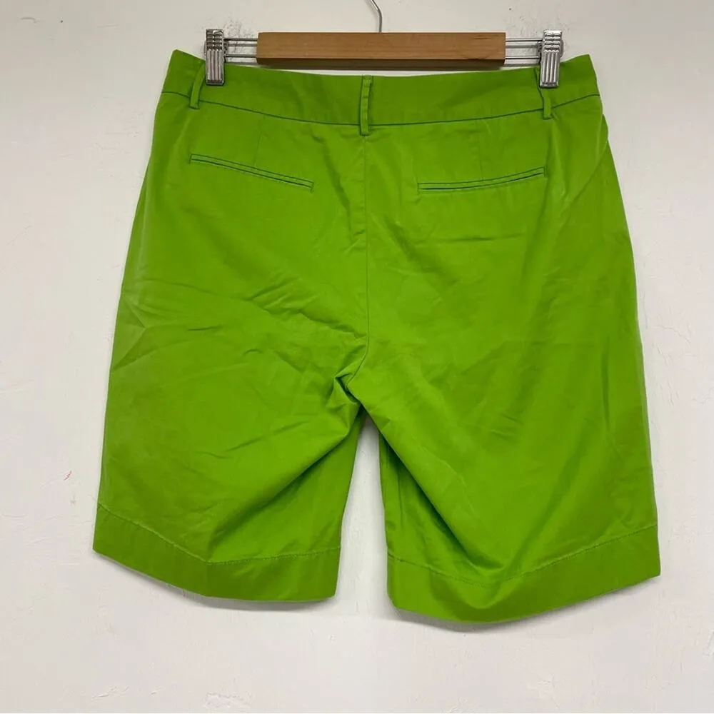 J Crew Lime Green Stretch Summer Weight Chino Shorts Womens Size 4 Casual Preppy - Image 4