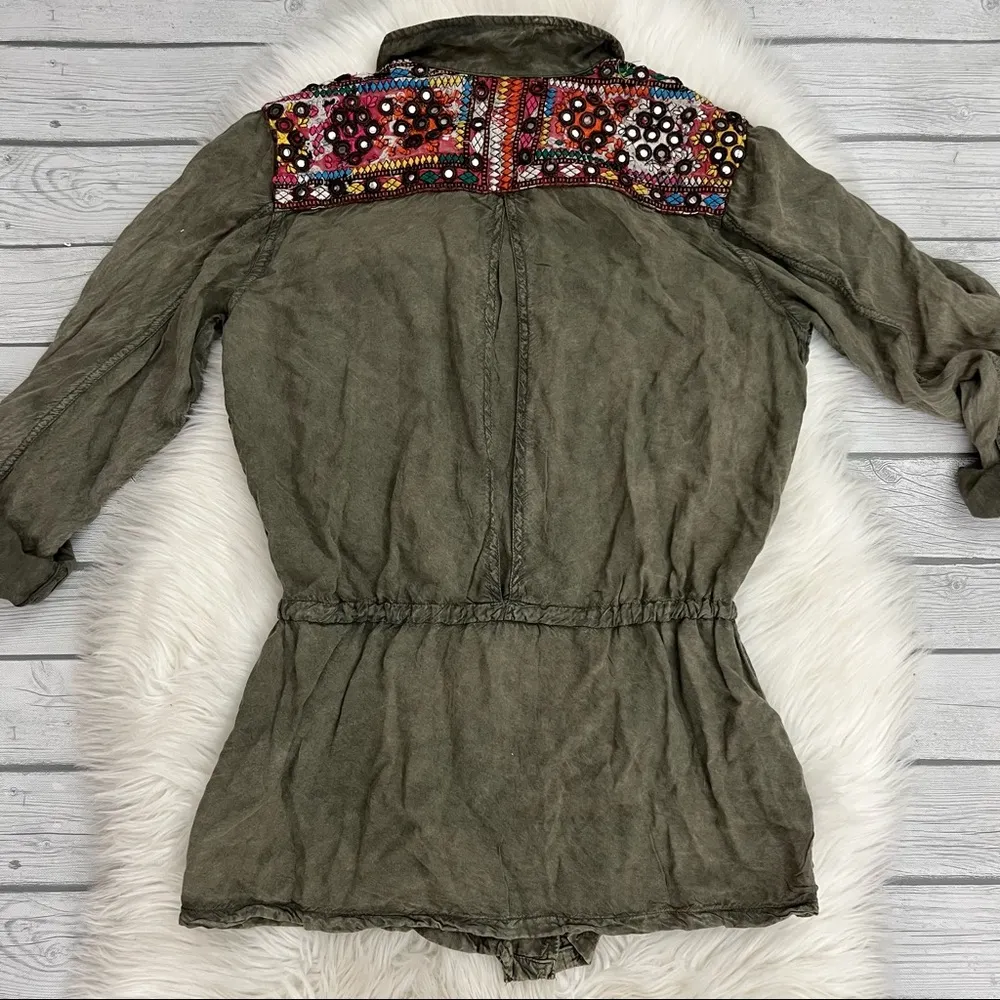 Staring at Stars Army Green Embroidered Shirt Jacket - Image 3