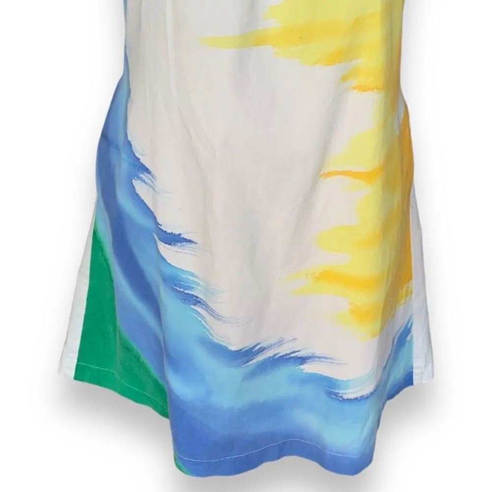Pixie Dress White Yellow Colorful Abstract Art Sleeveless A - Image 3