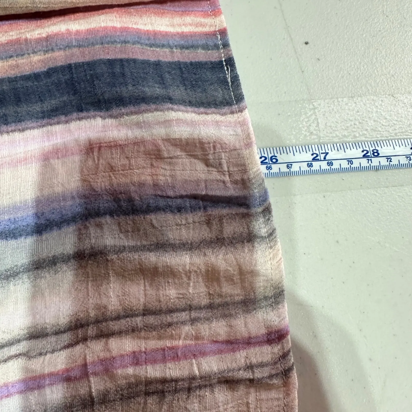 Zac & Rachel Gauzy Stripe Blouse Size S Henley Button Front Roll Tab Sleeve Pink - Image 12