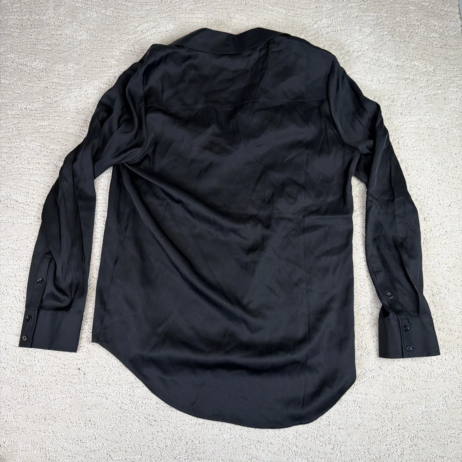 Women's Quince Medium Black Silk Button Down Blouse Business Work Washable - Image 6