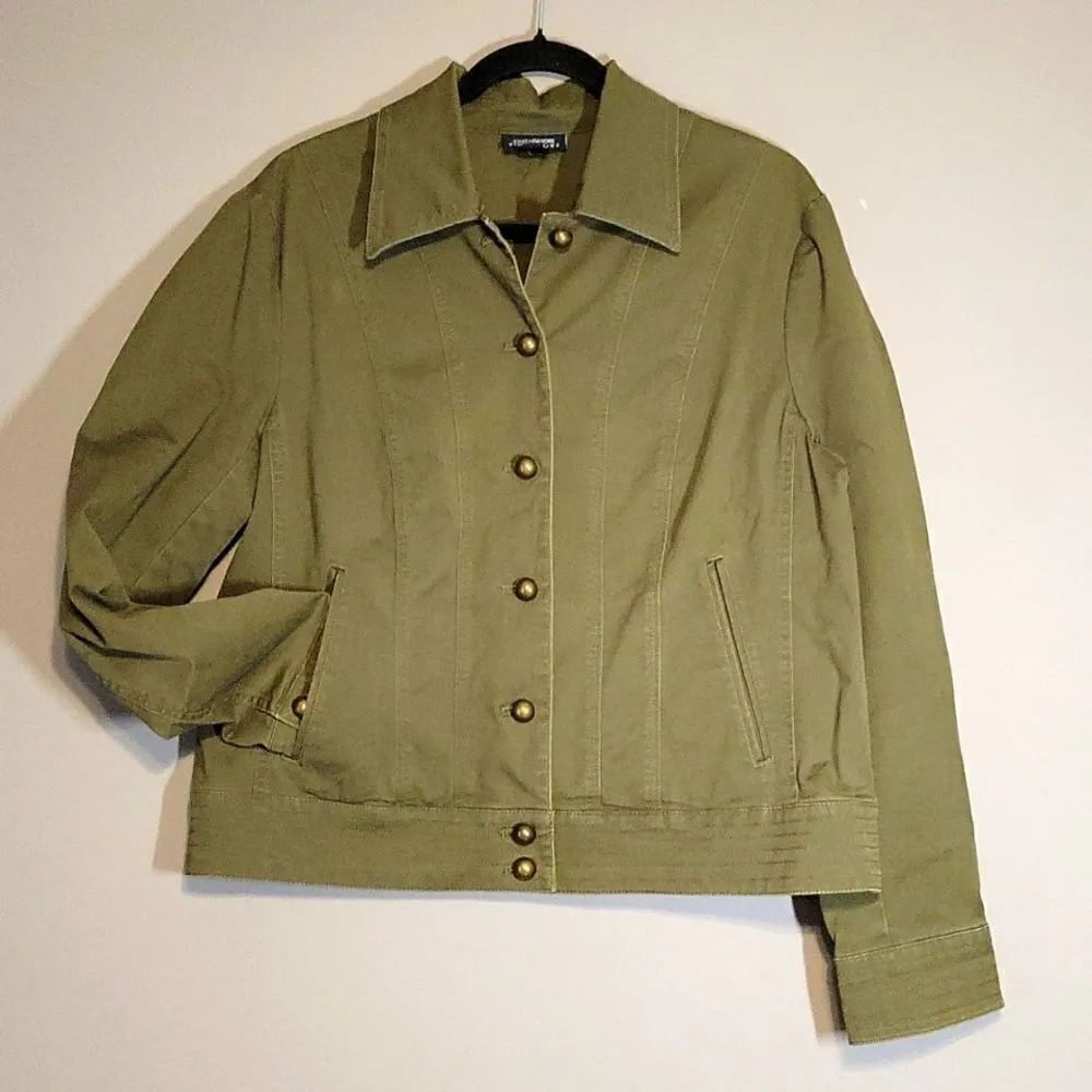 Jones New York Green Denim Jean Jacket Large Vintage - Image 16