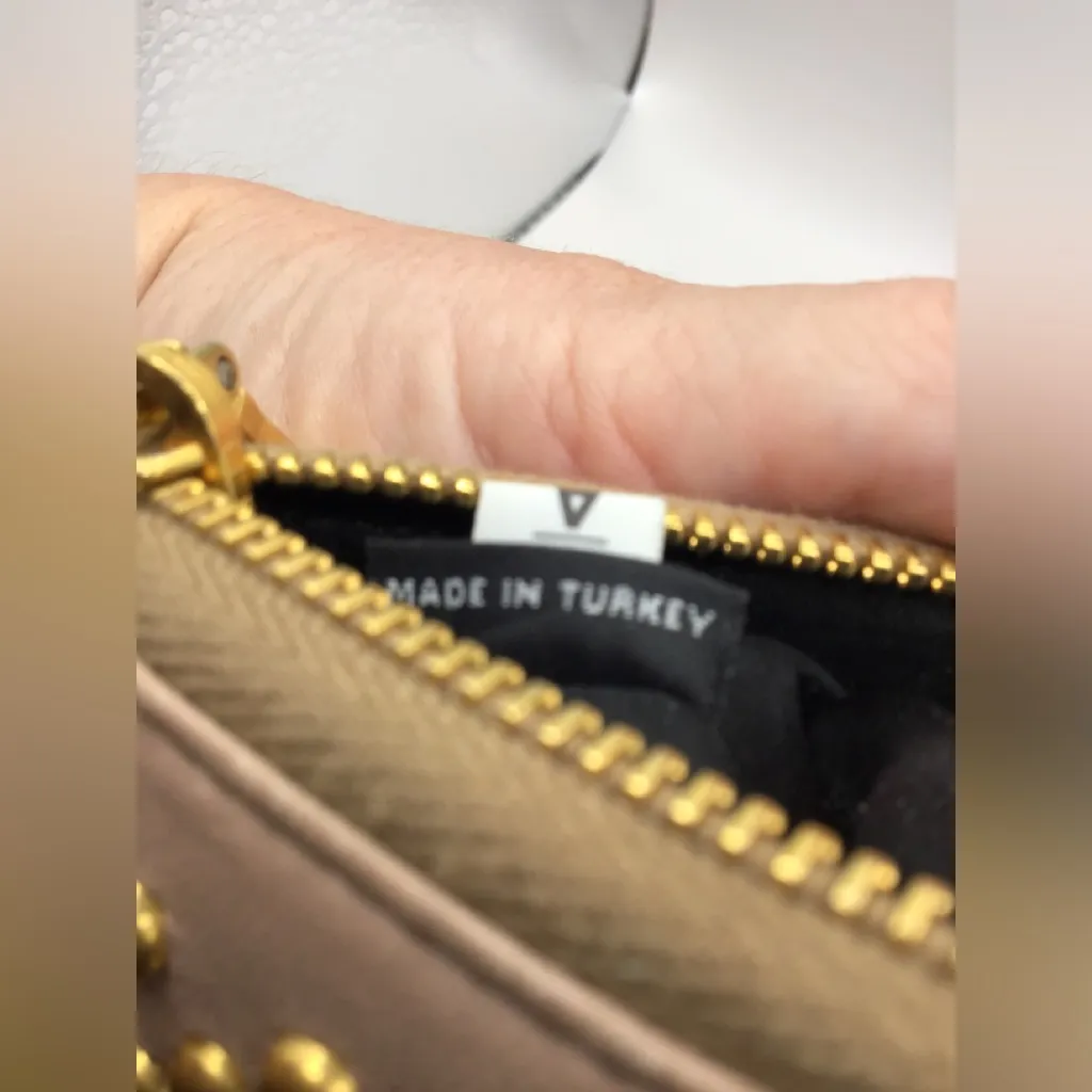 MIU MIU Studded Pouch Tan Leather ... - Women Tan /Gold L x W x H): 5.5x.75x3.1 - Image 11