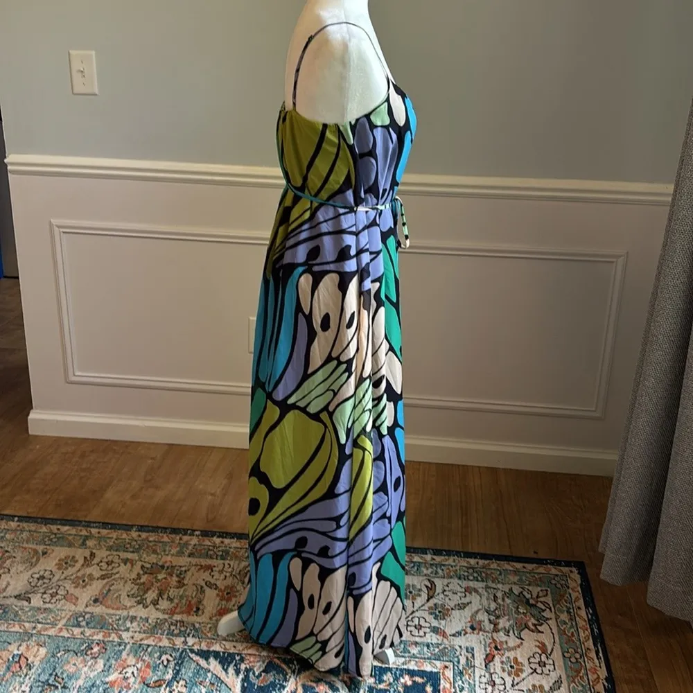NWT Sam Edelman Butterfly Trapeze Print Square Neck Sleeveless Maxi Dress Sz Med - Image 5
