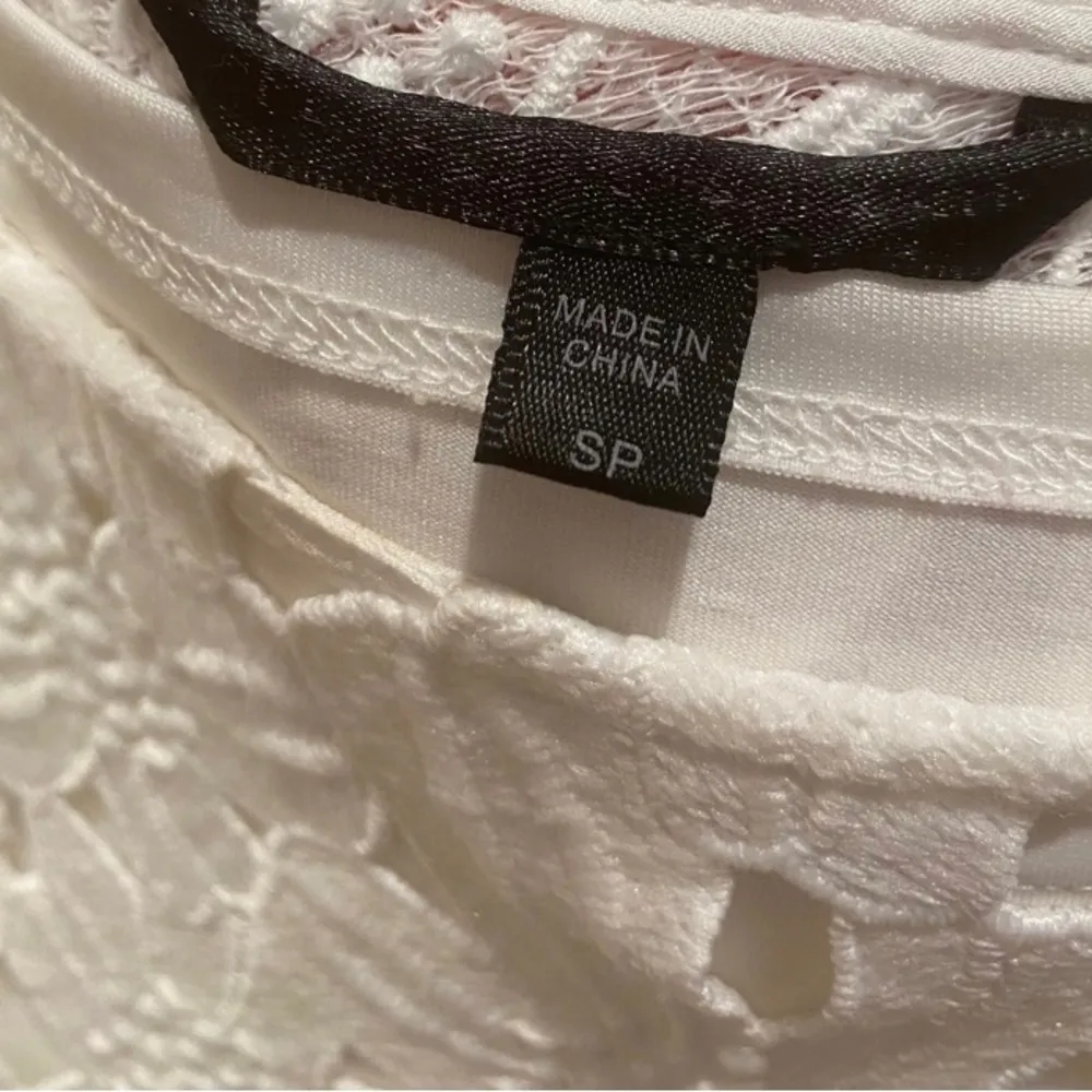 White Crochet Lace Overlay Short Shift Dress With Mid - Image 7