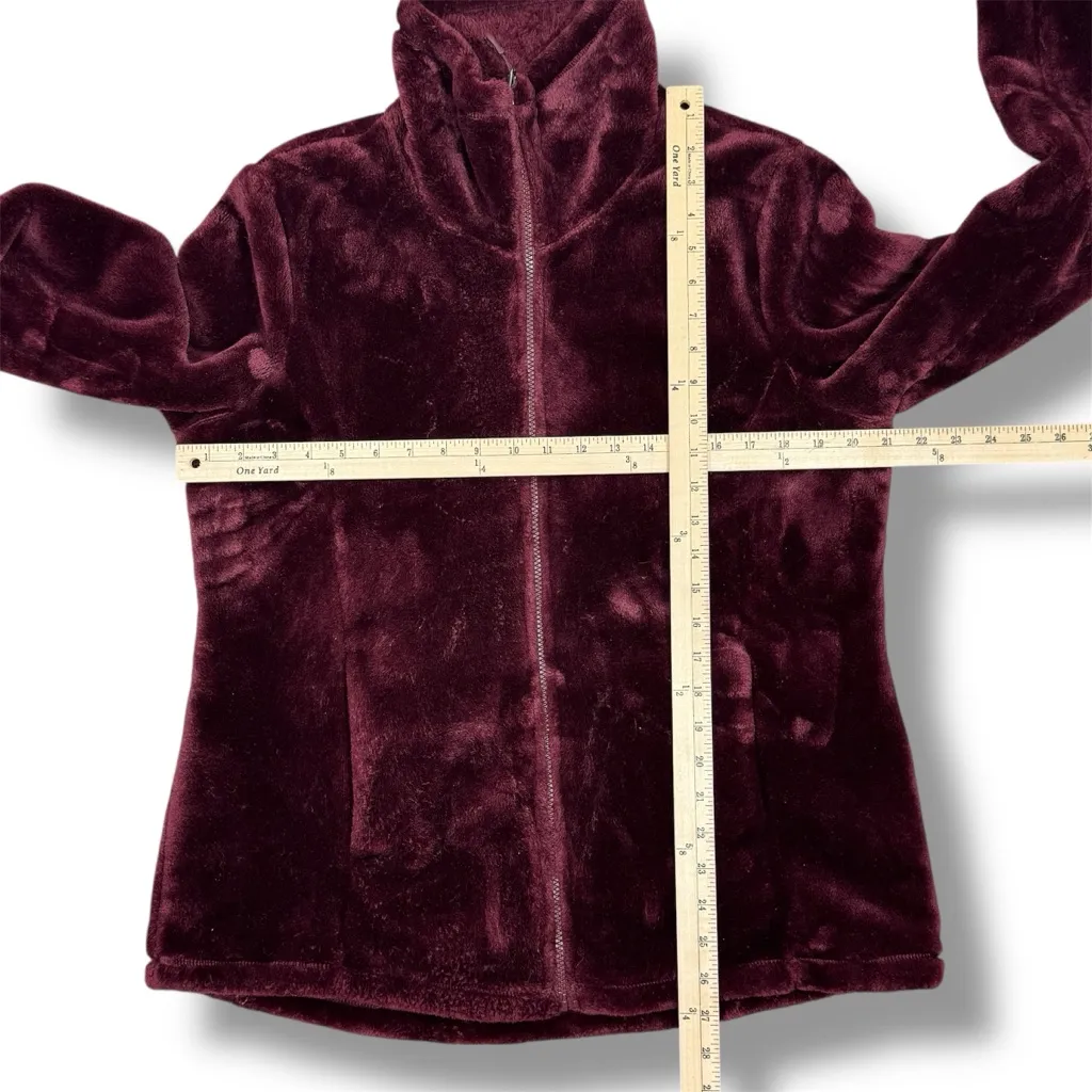 32 Degrees Heat Plush Faux Fur Fleece Full Zip Jacket Burgundy Large - Image 12