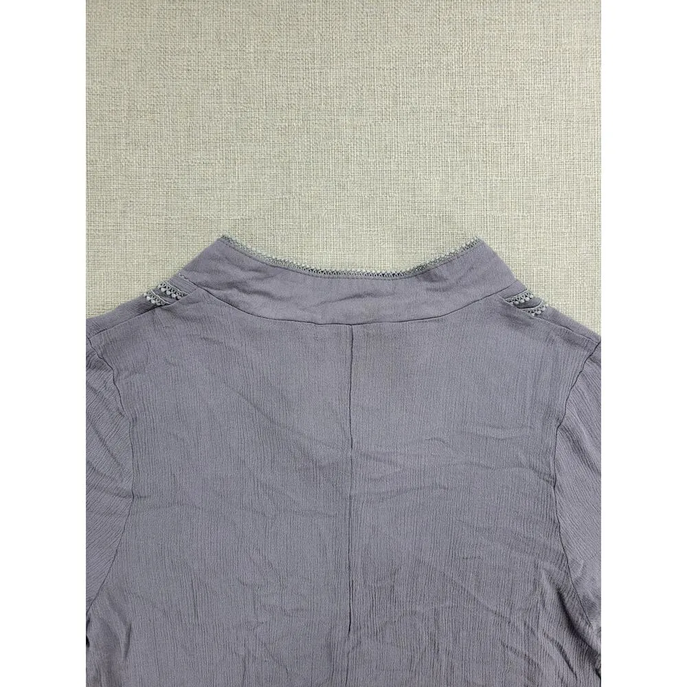 Mislook Womens Blouse Size S Dusty Purple Lace Boho Tassel Neck 3/4 Sleeve Tunic - Image 3