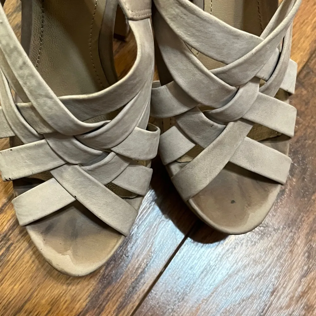 Beige Strappy Platform Heels - Image 12