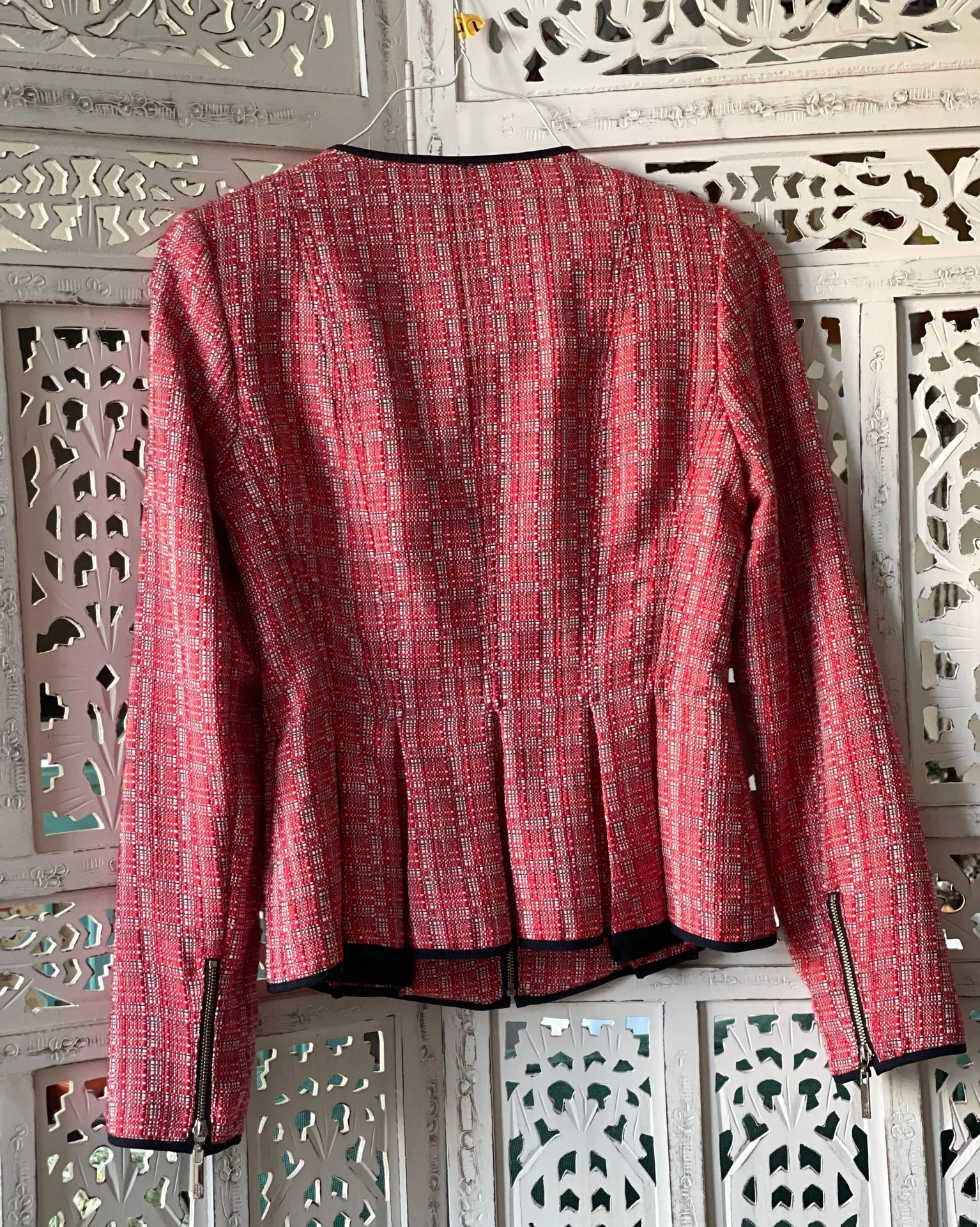 Red Tweed Blazer with Black Trim - Image 2