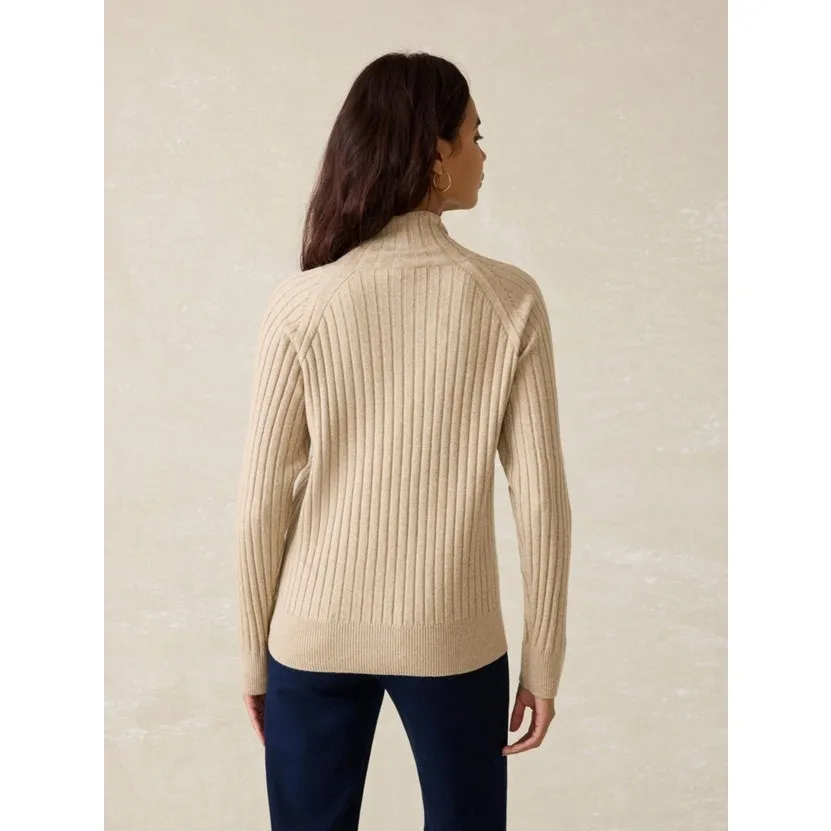 Fahterty Jackson Mock Neck Sweater in Oat Heather Size XS - Image 2