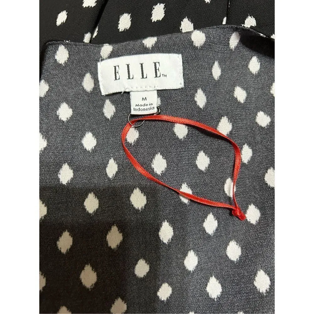 ELLE Women's Black White Dot Tiered Popover Spaghetti Strap Dress Size M - Image 4