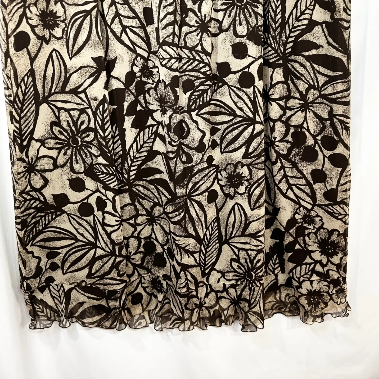 New‎ York City Design Co Plus Size 3X Skirt Set Top Silk Brown Floral Brown 1574 - Image 12