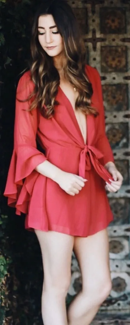 She & Sky Silk Bell Sleeve Playsuit - Image 2