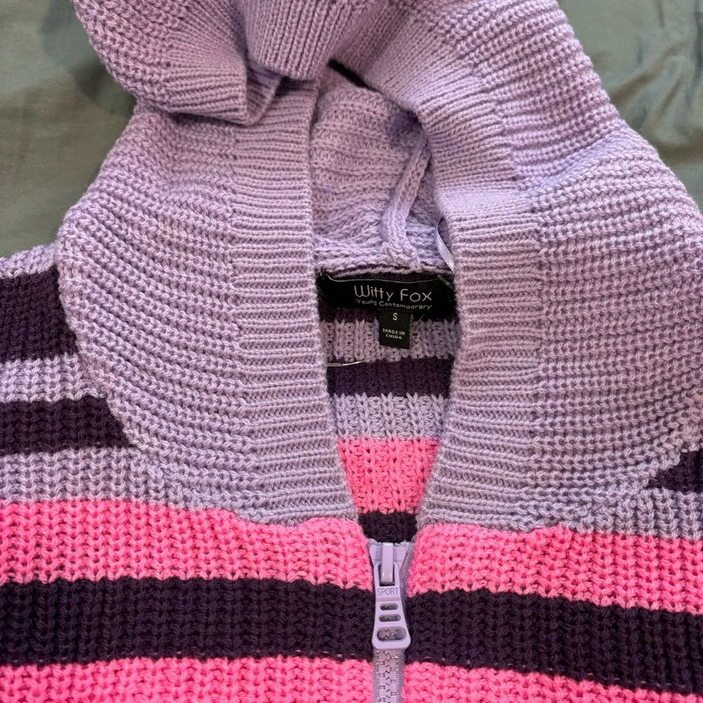 Y2K Pink & Purple Knit Zip Up - Image 3