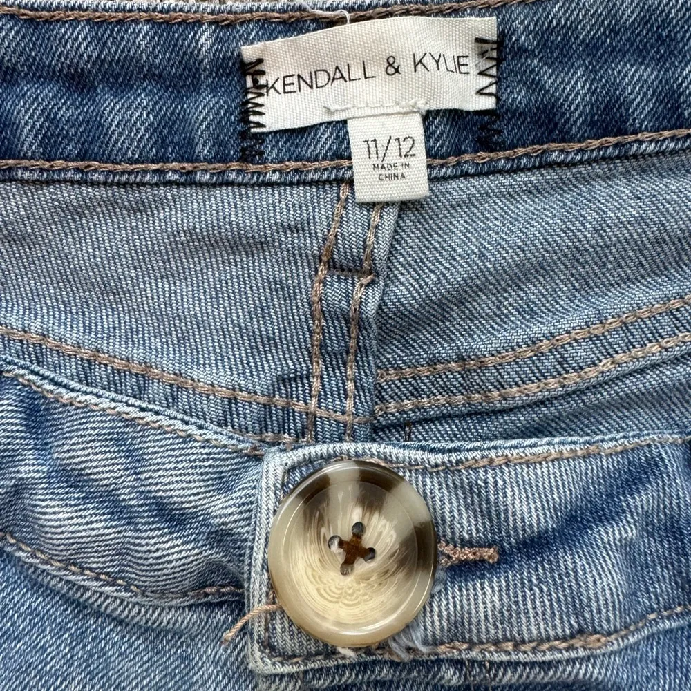 KENDALL & KYLIE Light Denim Straight Leg Distressed Jeans - Size 11/12 - Image 7