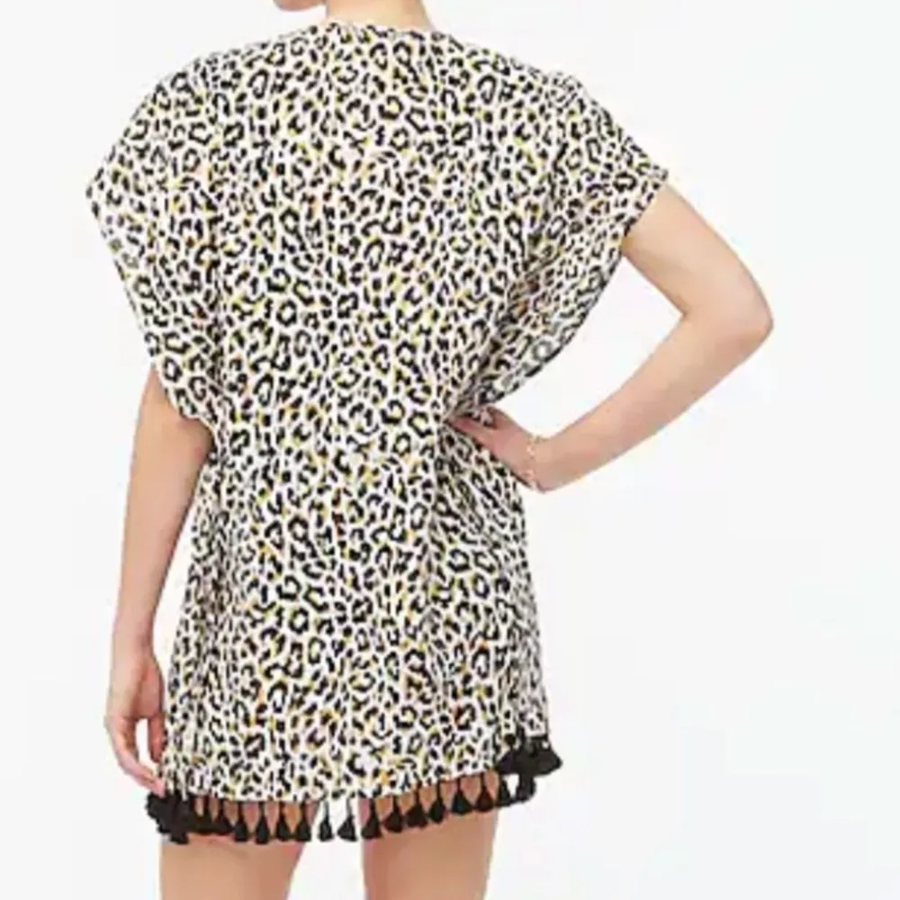 J Crew Sleeveless Leopard Print Tassel Bathing Suit Swim Beach Cover Up - Image 3