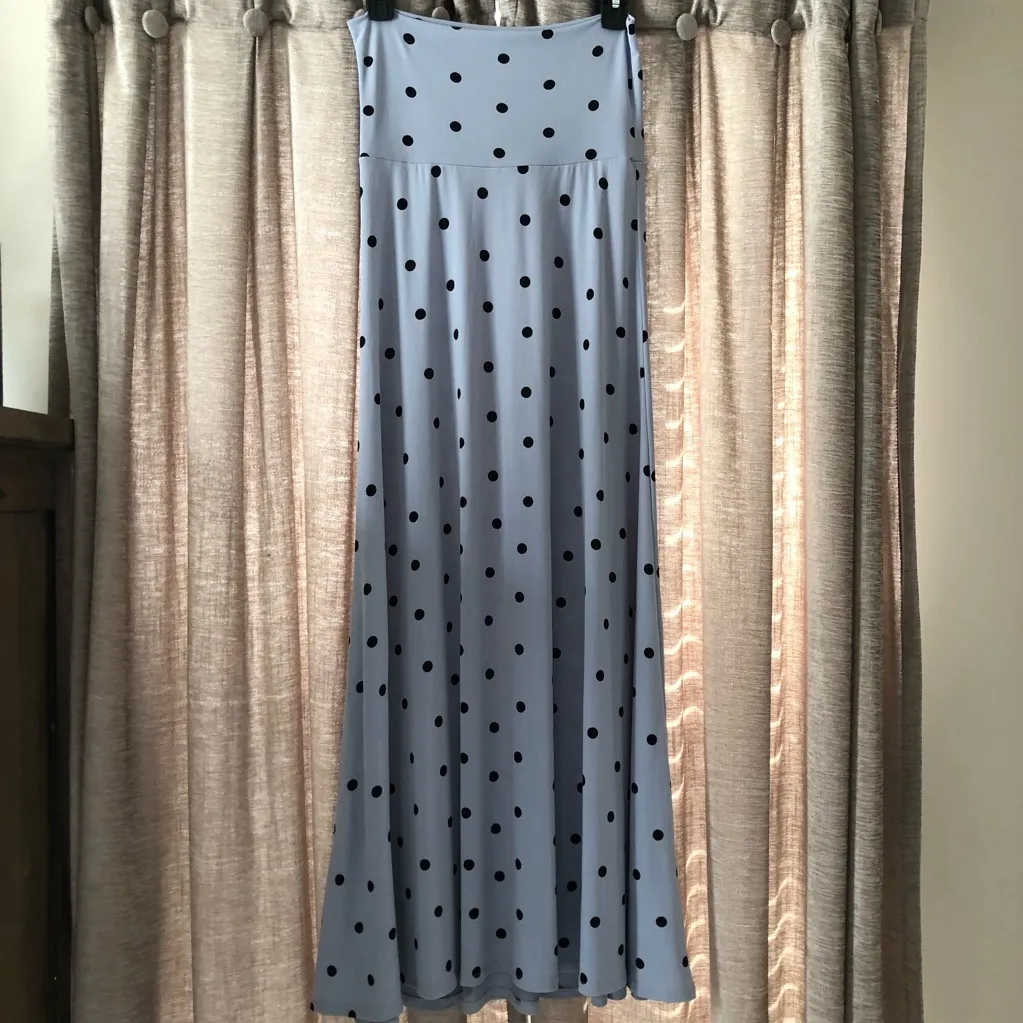 LuLaRoe Blue Polka Dot Maxi Skirt - Image 2
