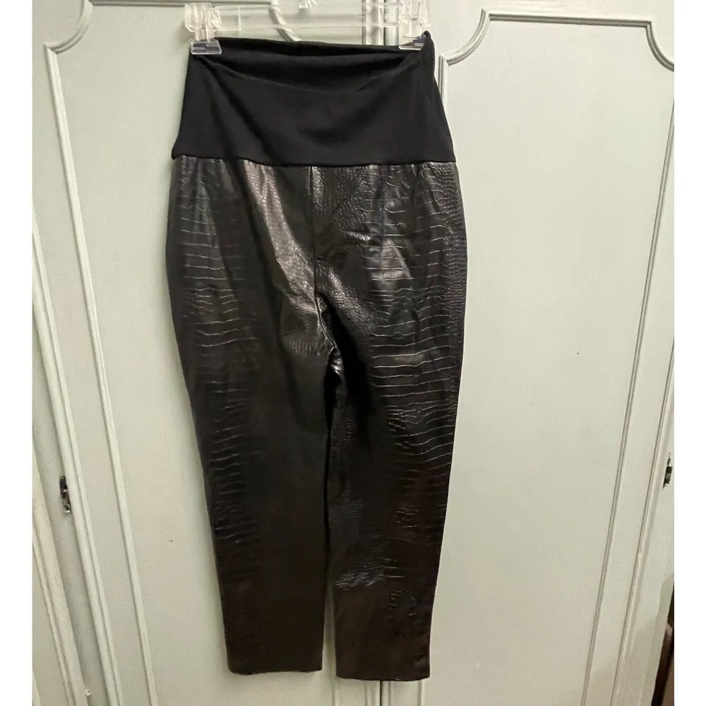 Missguided Maternity Faux Leather Pants Size 4 Faux Crocodile Reptile - Image 3