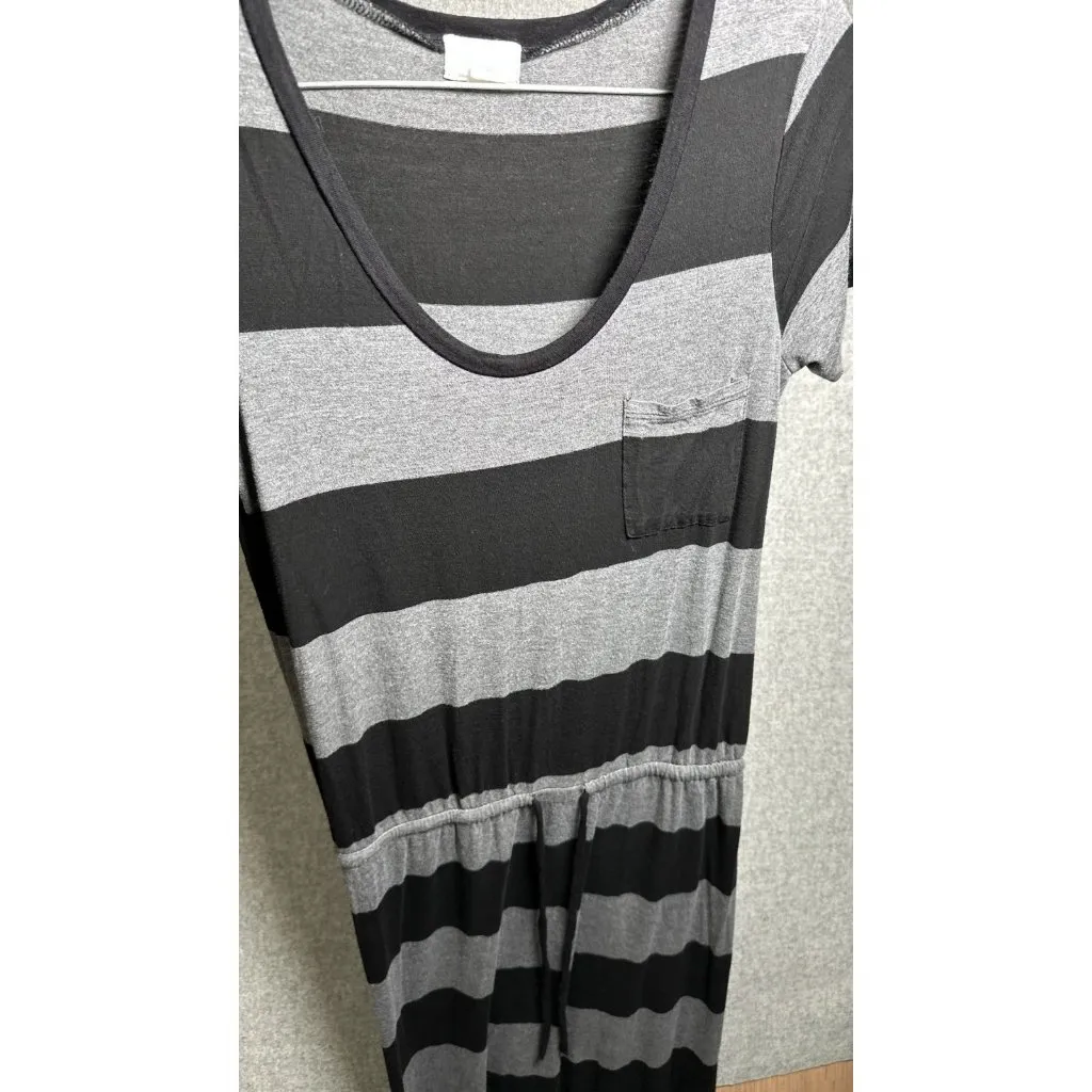 Caslon XS Dress Womens Short Sleeve Long Gray Striped Casual Stretch Drawstring - Image 13