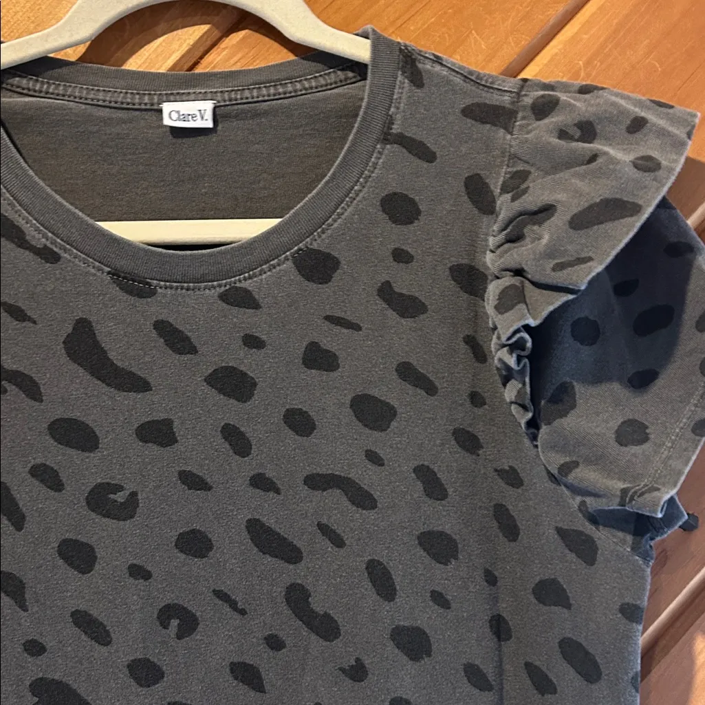 Anthropologie Clare V. Charlotte Ruffle T-Shirt “faded jaguar” Dress - Image 3