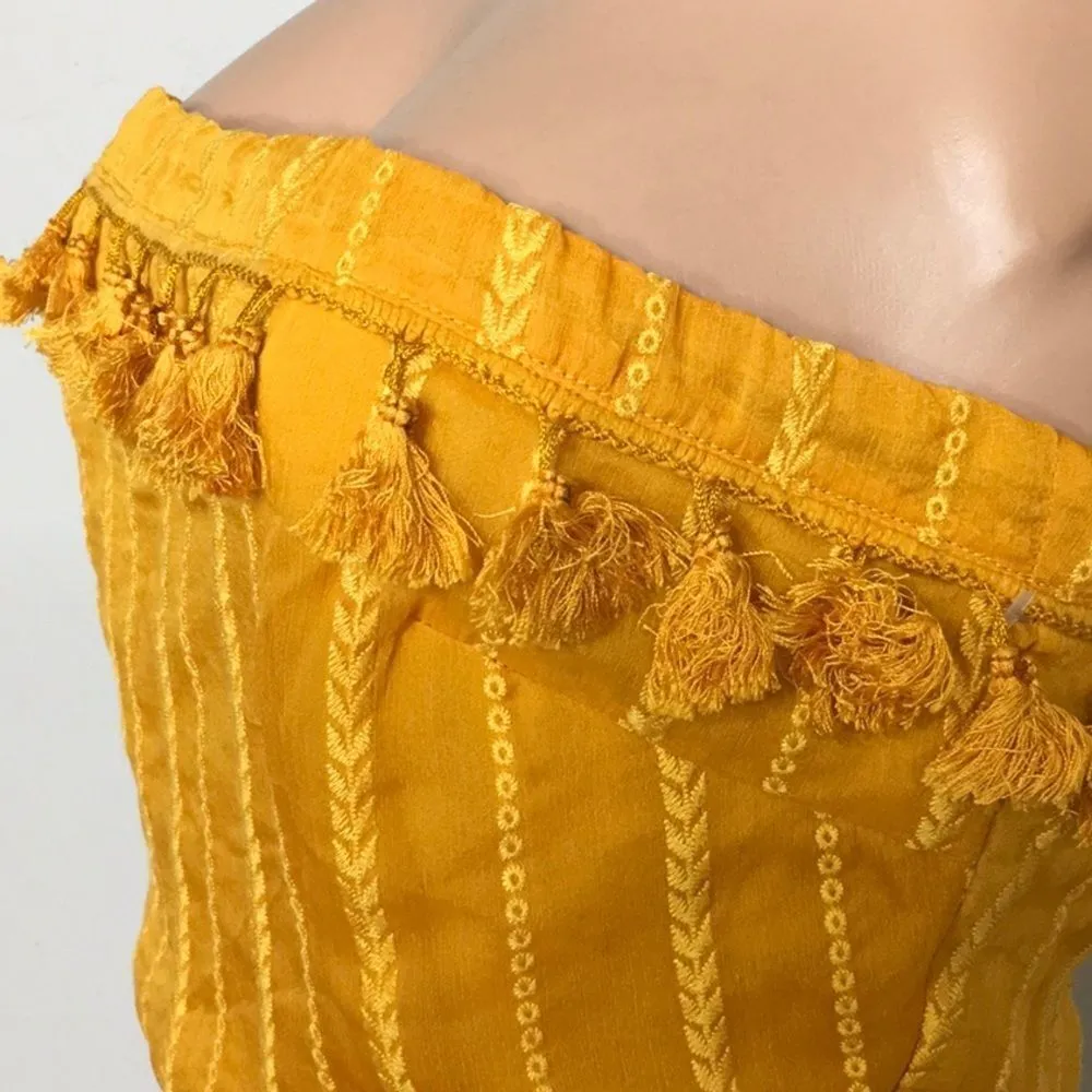 Honey punch gold strapless mini dress with tassels. New with tags - Image 14