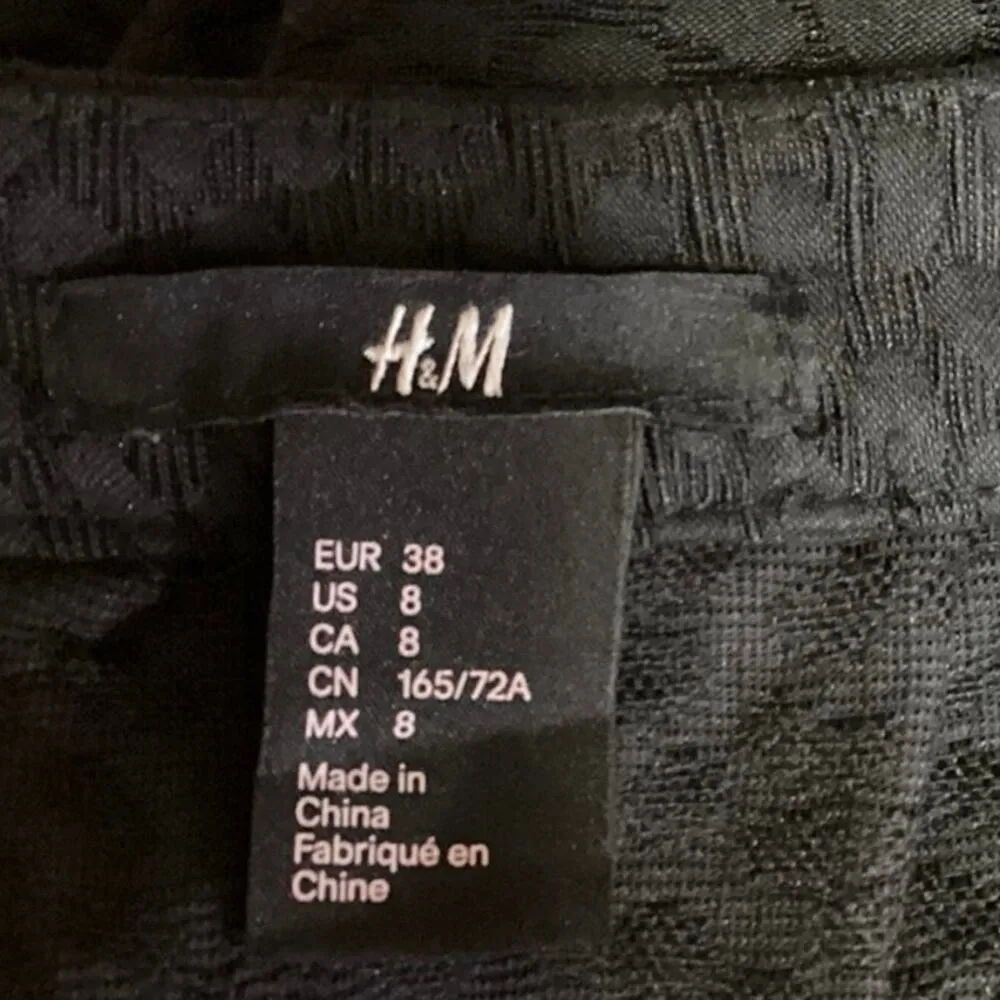 H&M Women's Black Flared Pleated Business Career Zipper Midi A-line Skirt Size 8 - Image 4