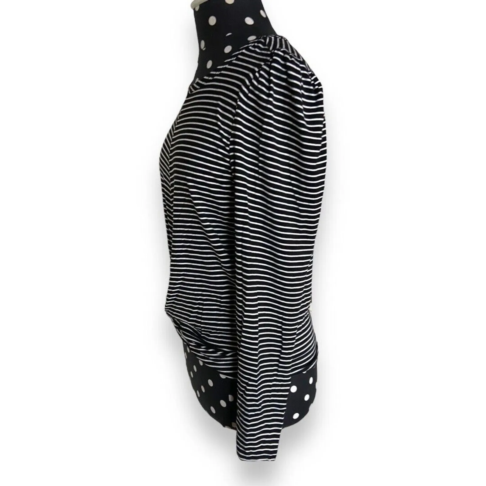 Haute Monde Womens Knit Top Sz S Black White Striped‎ Crossover Bottom NEW - Image 6