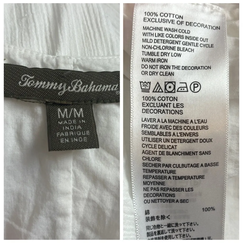 Tommy Bahama Dress Sleeveless Casual White Blue Embroidery Women’s Size Medium - Image 11