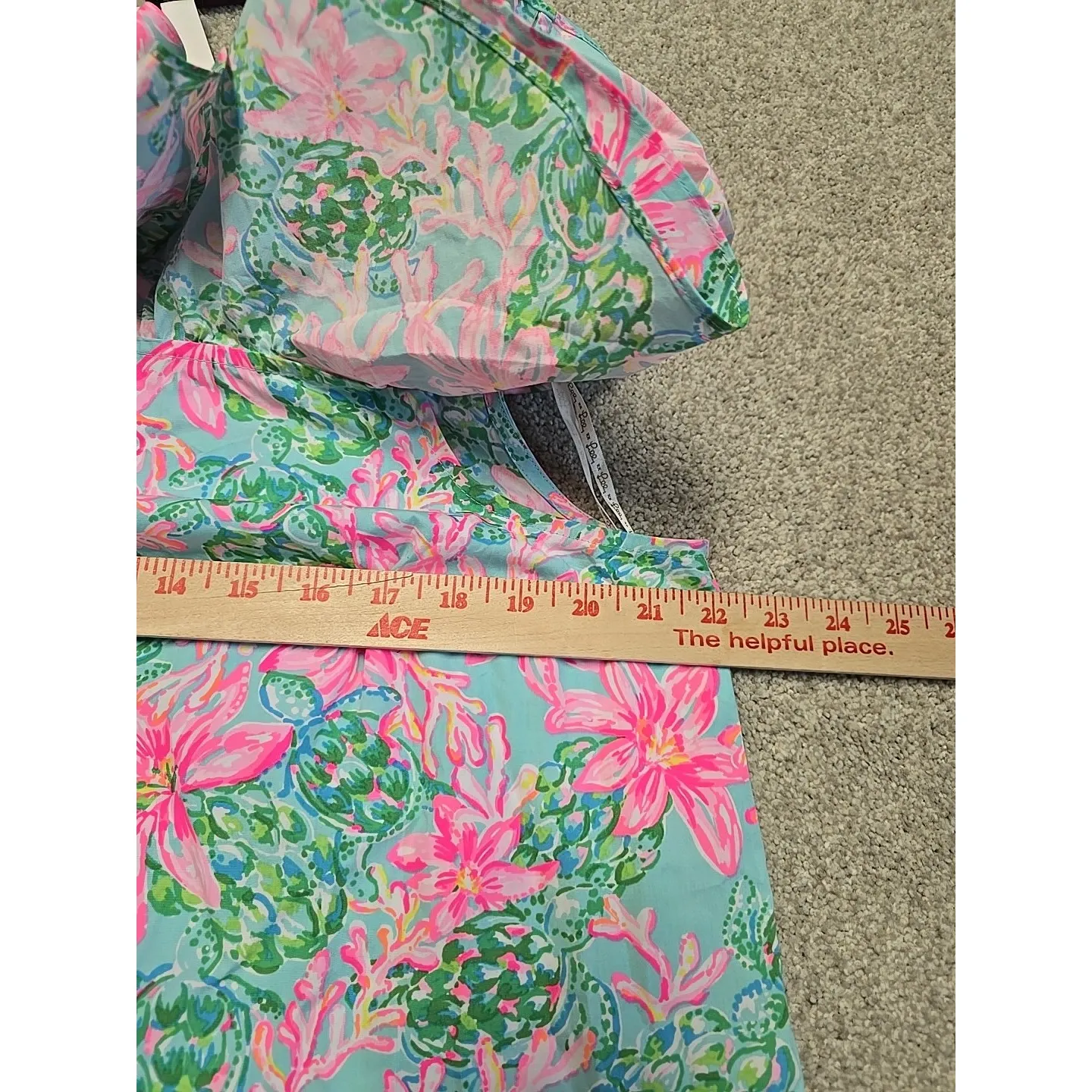 LILLY‎ PULITZER Zeldie One-Shoulder Ruffle Top Surf Blue So Shellegant Sz XL - Image 5