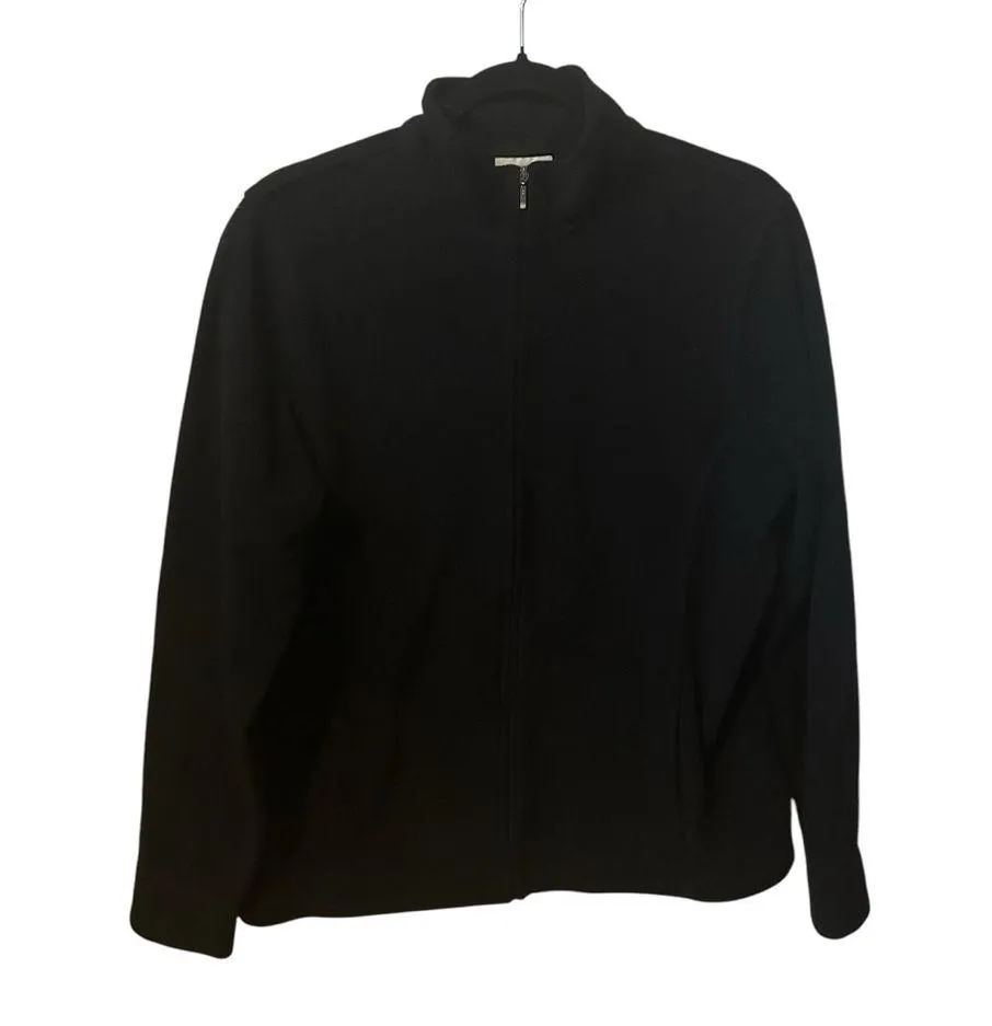 LL Bean Black Feather Fleece Full Zip Size Large Hiking Gorpcore Outdoorsy Cozy. - Image 9