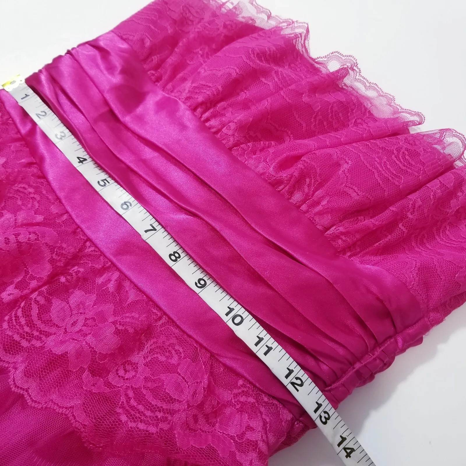 Masquerade Pink Tiered Strapless Lace Evening Dress Ball Gown - Image 5